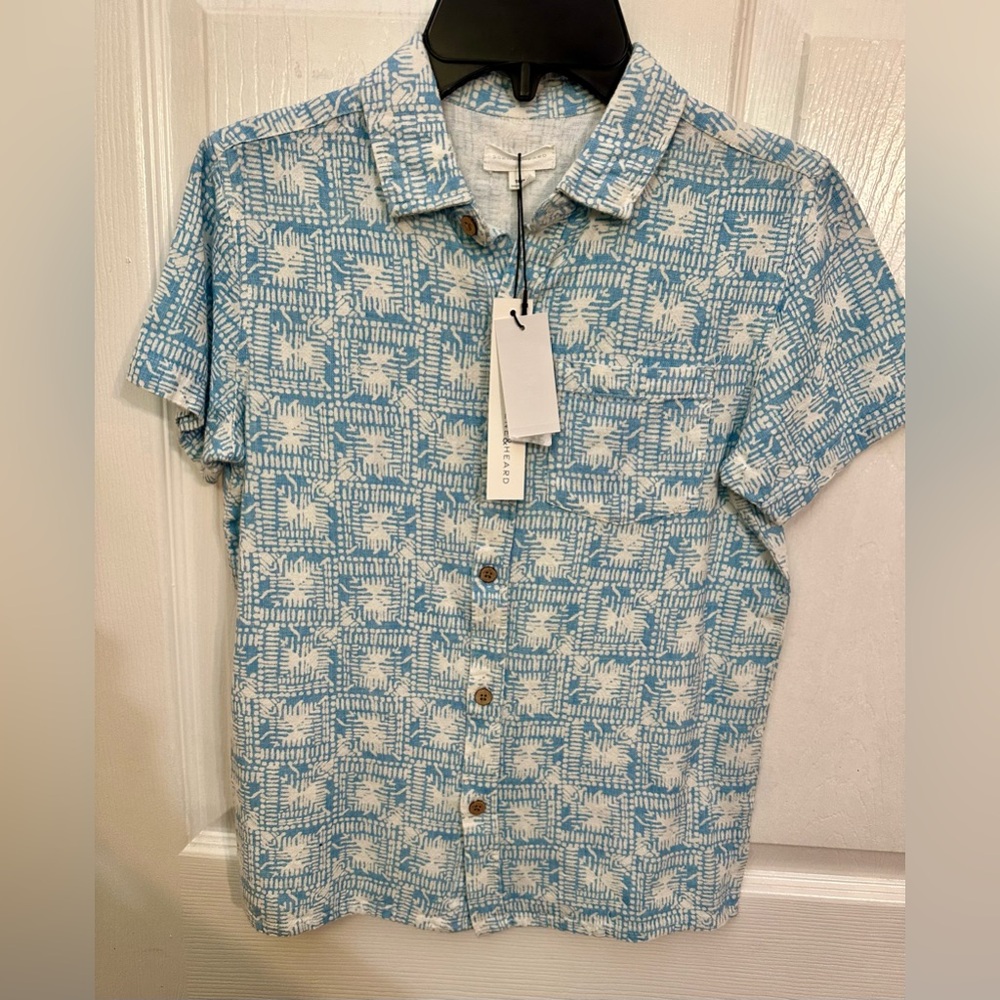 Kids Blue and White Patterned Button-Down Shirt